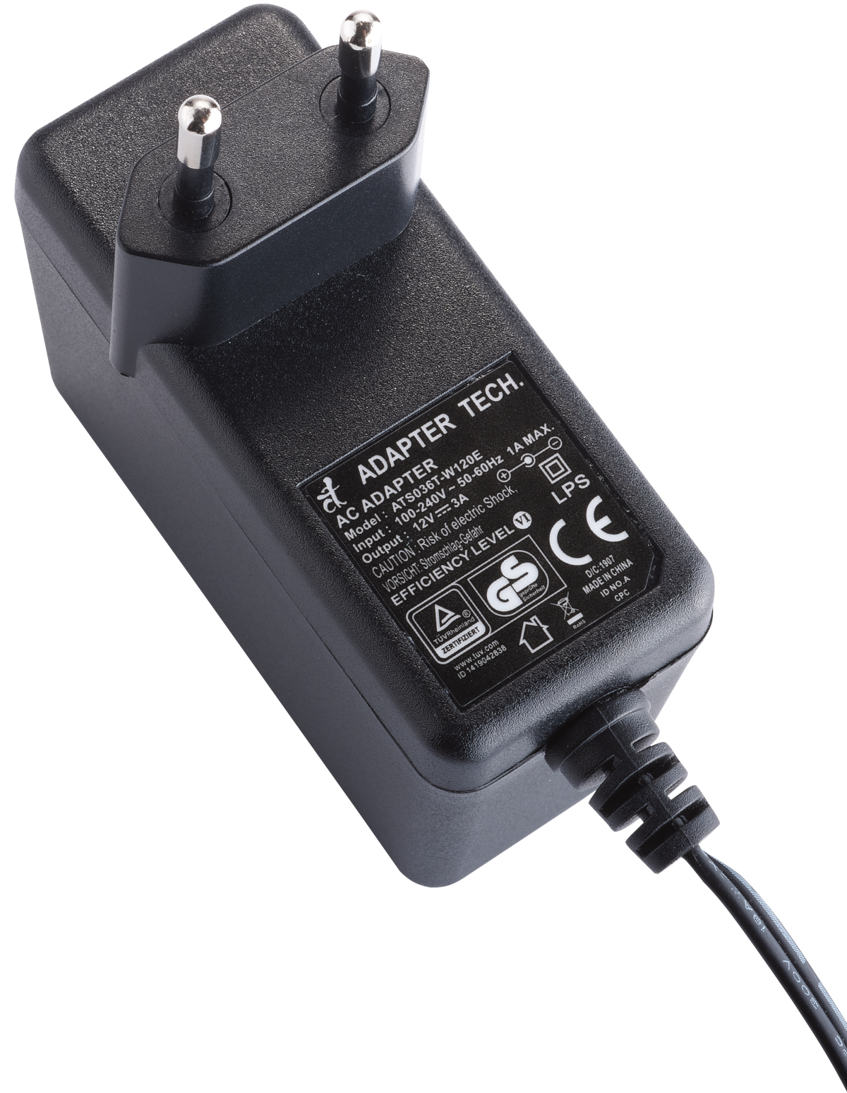 Steckernetzteil mit festen Eurostecker Adapter Tech ATS 036T-WE