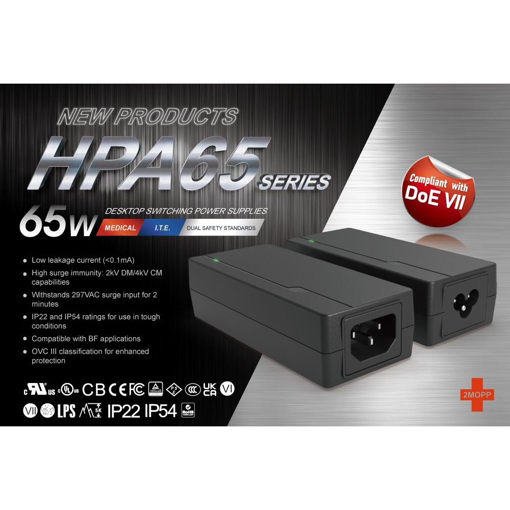 HPA65-Serie: Neues Hochleistungs-Desktopnetzteil für Medizin- und ITE-Anwendungen HPA65-Serie: Neues Hochleistungs-Desktopnetzteil für Medizin- und ITE-Anwendungen